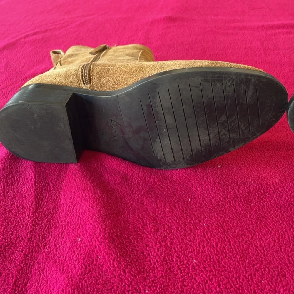 Zara casual style block heels ankle boots -tan colored size EU 38/7 1/2 US - Picture 14 of 16
